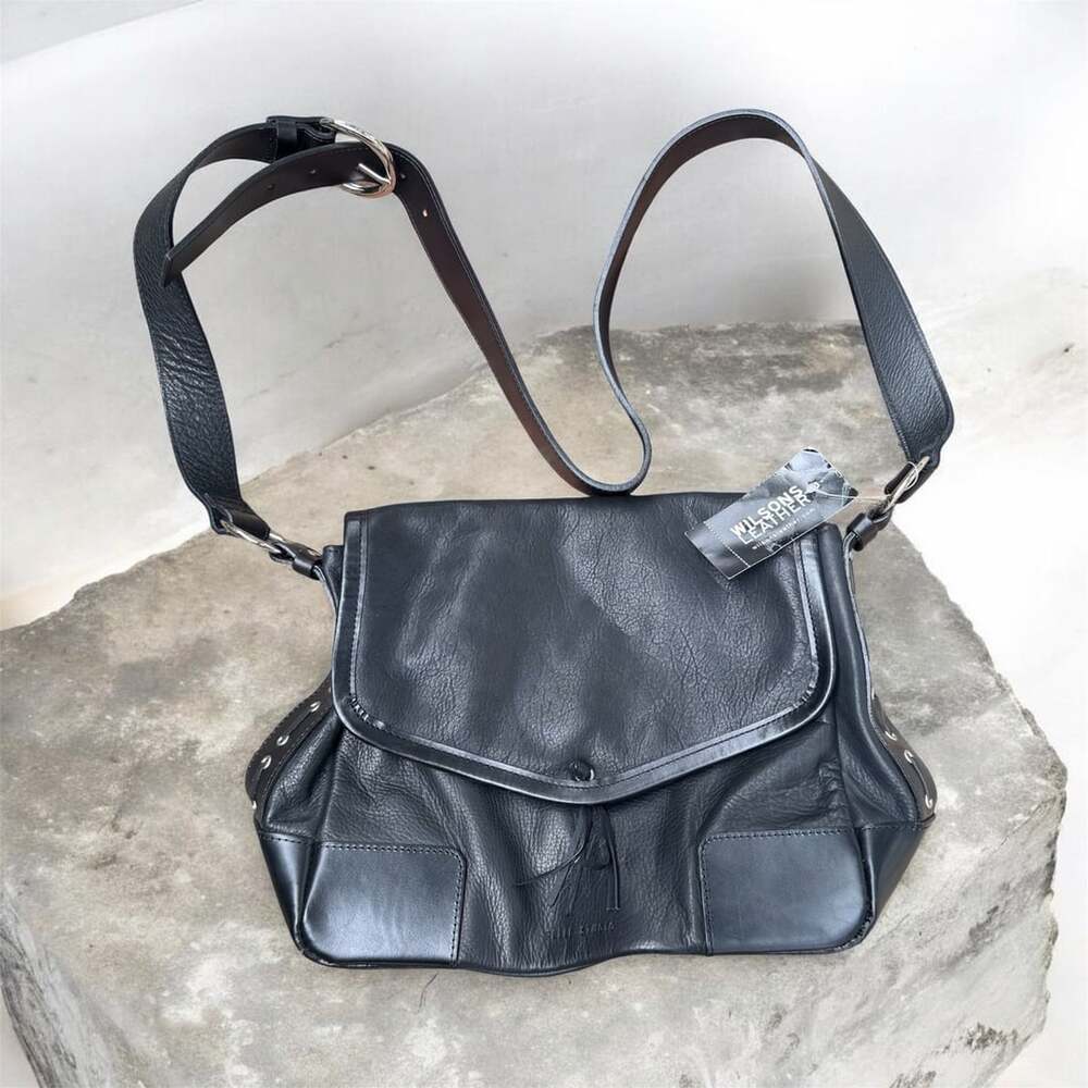 Wilson's Leather Pelle Studio Black Leather Crossbody Bag